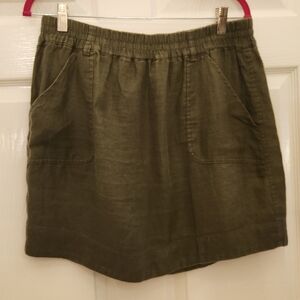 Army Green Linen Skirt